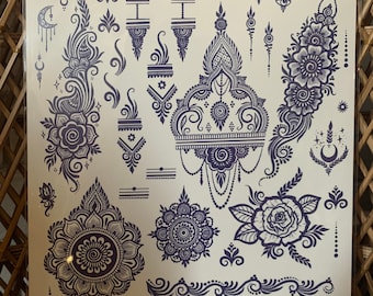 Henna Geïnspireerde Floral Boho Tijdelijke Tattoo Sheets