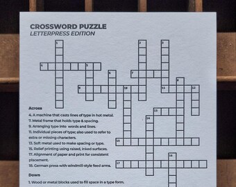 Letterpress Crossword Puzzle – Printing Terms, Heidelberg Press Art Print
