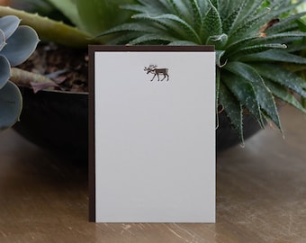 Reindeer Holiday Notecards | Letterpress Card Print with Envelope | Reindeer Christmas Stationery