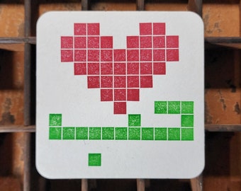 Love/Hob Lego Printed Coaster Set (10) | Arabic Letterpress Drink Coasters | Lego Heart Love Handmade Coasters | Arab Art