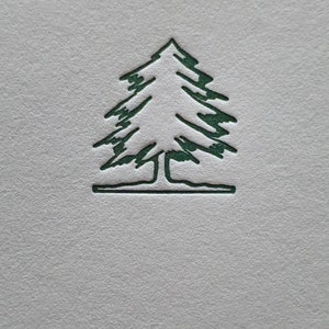 Minimal Tree Card Set 8 Holiday Letterpress Cards with Envelopes Christmas Tree Notecard Stationery Printed on Cotton Paper image 2