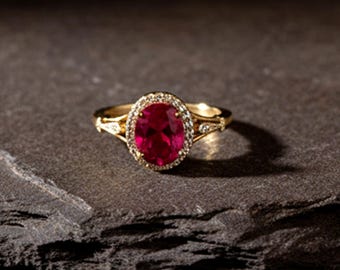 Anillo de rubí, piedra natal de julio – Joyería de plata de ley con piedra roja para mujer