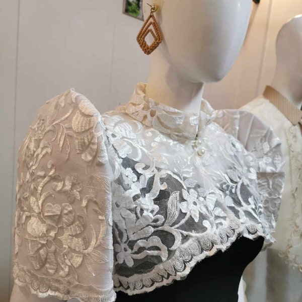 White Lace Bolero, Modern Filipiniana, Filipino Wedding, For Her, For Mom, Two-way Look, Terno, Maria Clara, Philippine Made