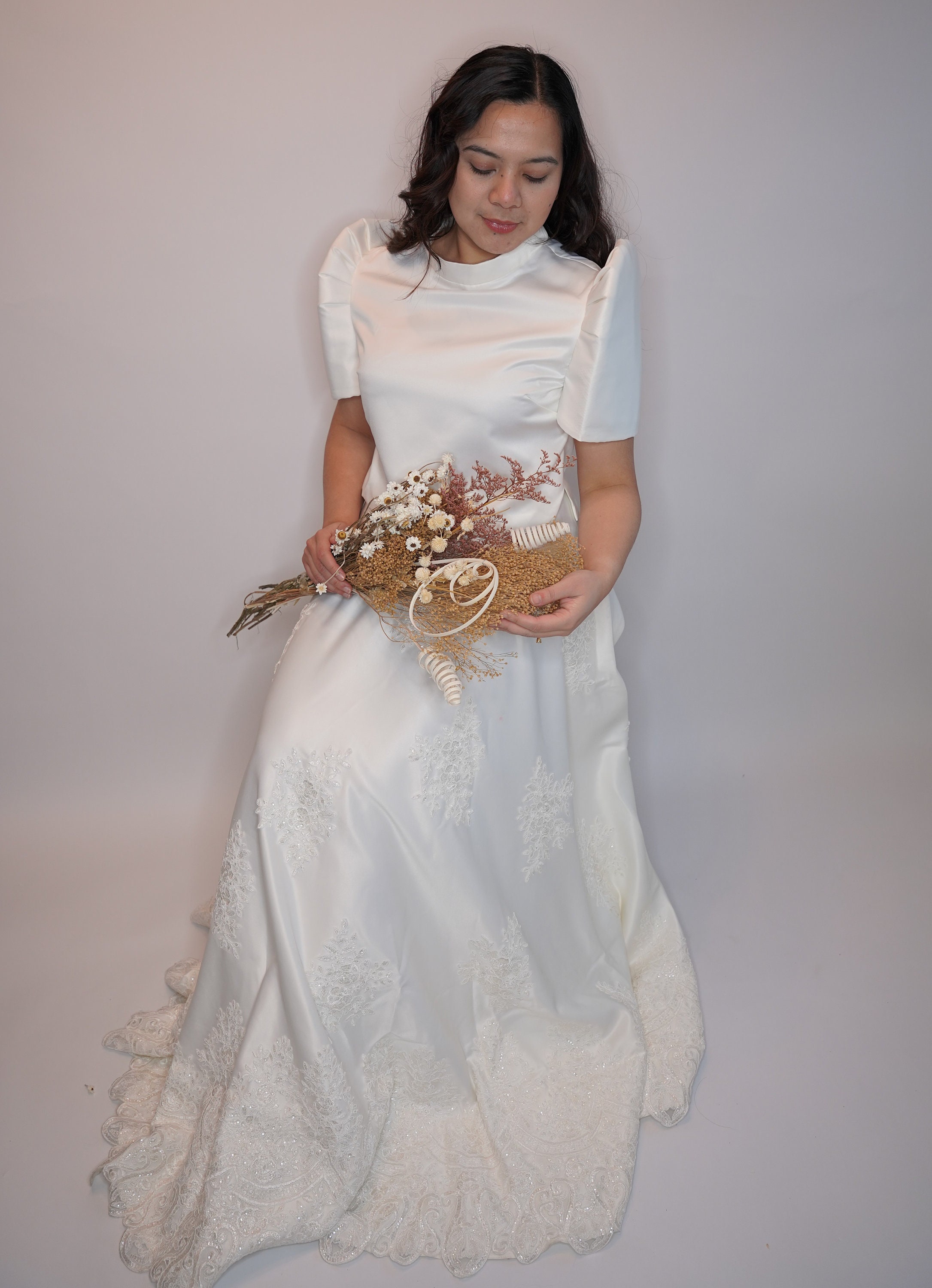 Modern Filipiniana Dress, Philippine Fabric, Formal Wear, Lace Overlay Design, For Mom, Filipino Wedding Wear, Filipino Wedding Dress