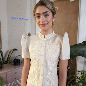 Modern Filipiniana Top Only, Pinya Cocoon, Philippine Fabric Blouse, Formal Wear, Embroidered Top, Filipino Wedding Wear, For Mom