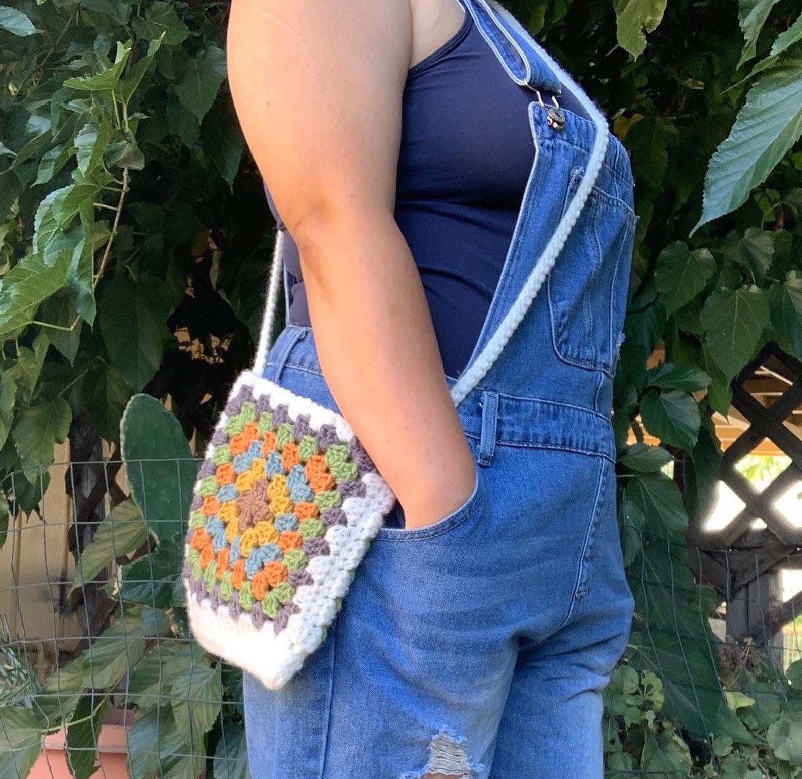 Handmade Crochet Book Bag Crossbody Bag Shoulder Bag 70s | Etsy