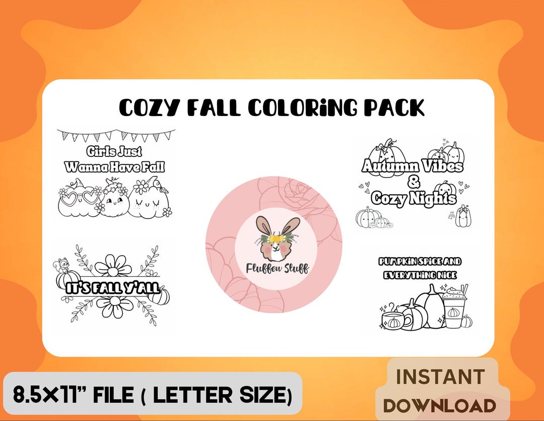Cozy Fall Coloring Pages - Etsy