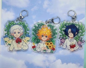 The Promised Neverland || 3" Inch Glitter Epoxy Keychains [NO RESTOCK]