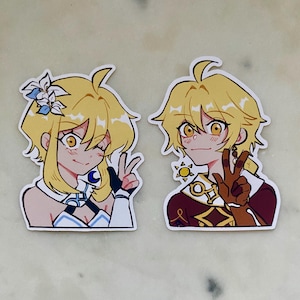 Aether and Lumine Genshin Aufprall Stickers