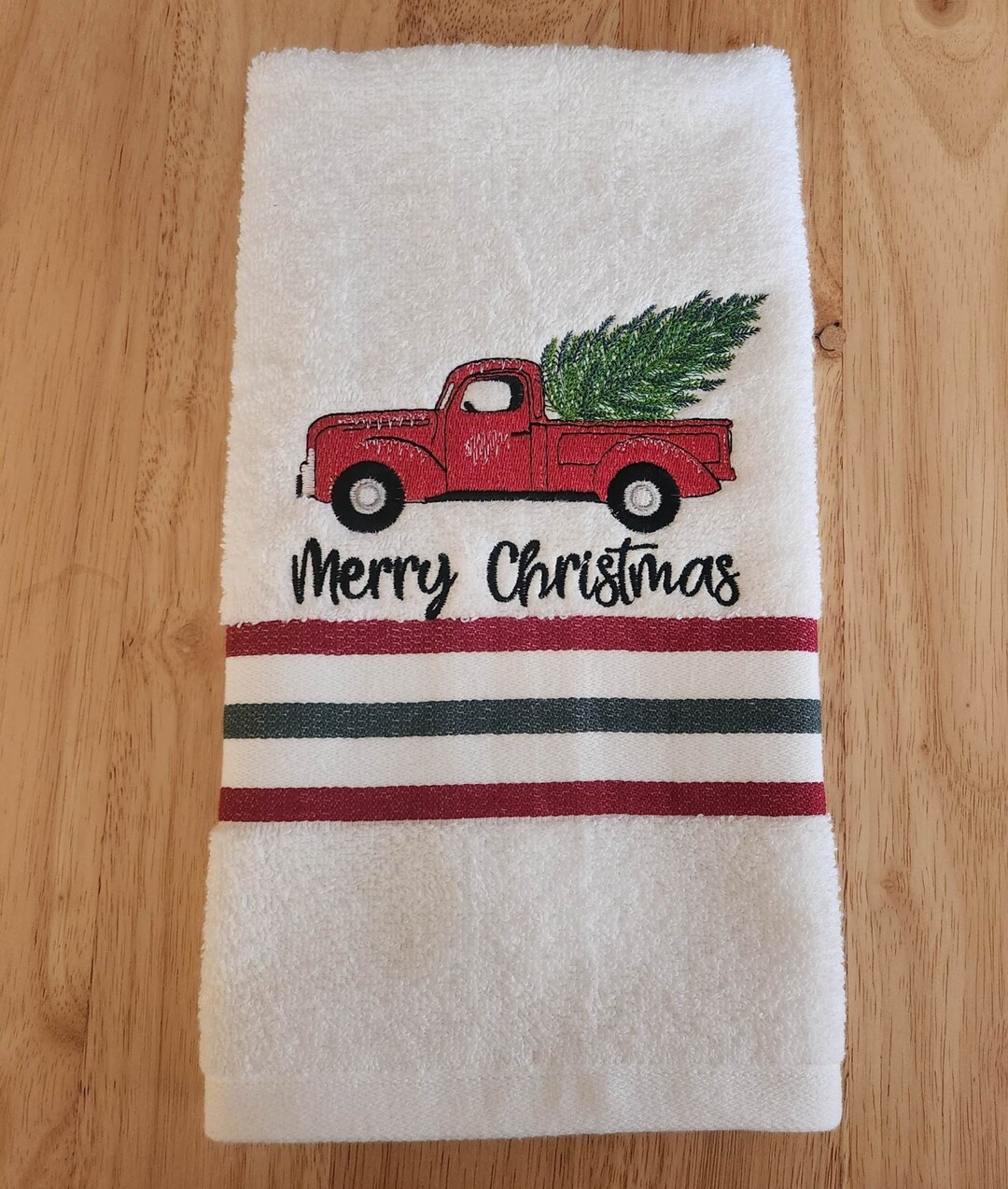Christmas Red Pickup Truck Towels Etsy