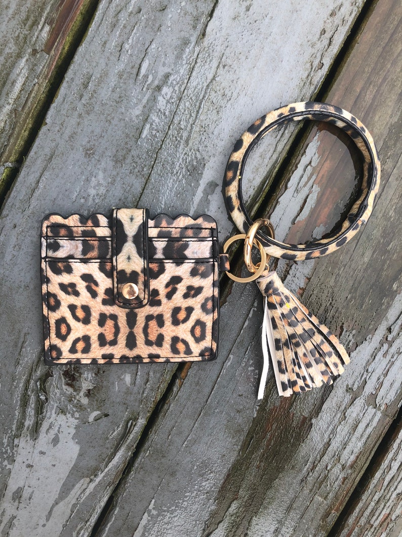 Leopard Bangle Key Chain Credit Card Holder ID Bangle ID Wallet Leopard Credit Card Wallet Bangle Key Chain Bangle