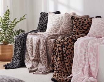 50x60 inch XMCL Animal Flower Leopard Print Throw Blanket for Couch Lightweight Plush Fuzzy Cozy Blankets for Bedroom Sofa Living Room