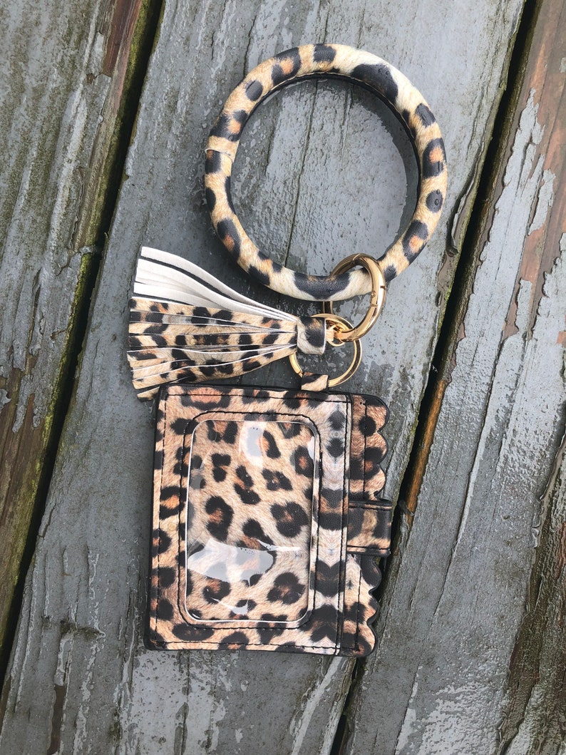 Leopard Bangle Key Chain Credit Card Holder ID Bangle ID Wallet Leopard Credit Card Wallet Bangle Key Chain Bangle