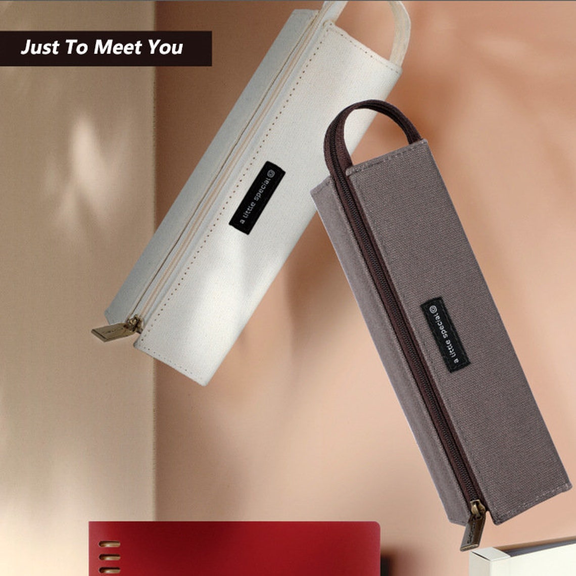 Handmade Pencil Case 198mm x 50mm Slim Simple Canvas Folio Etsy