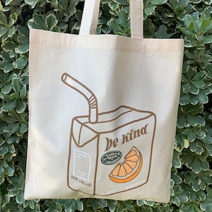 juice box tote, graphic tote, fruit tote