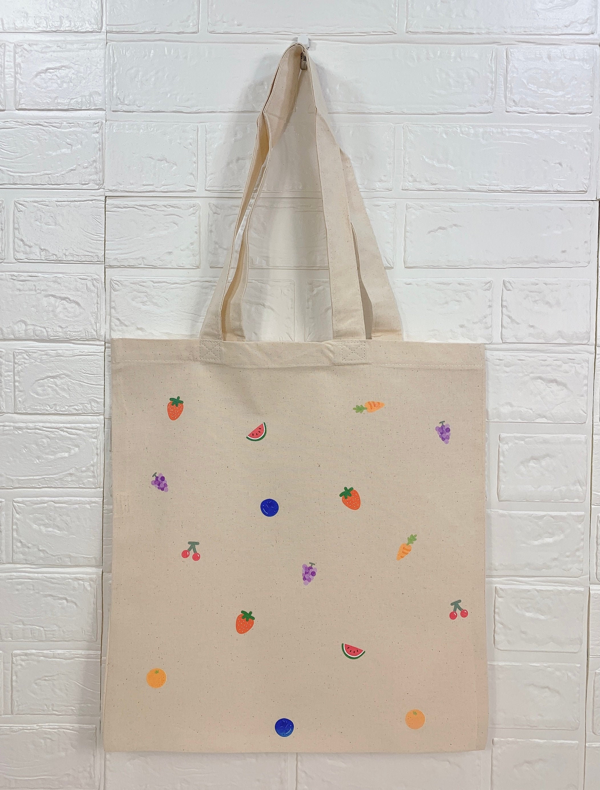 Fruit Tote Bag Fruit and Veggie Tote Minimal Canvas Tote - Etsy