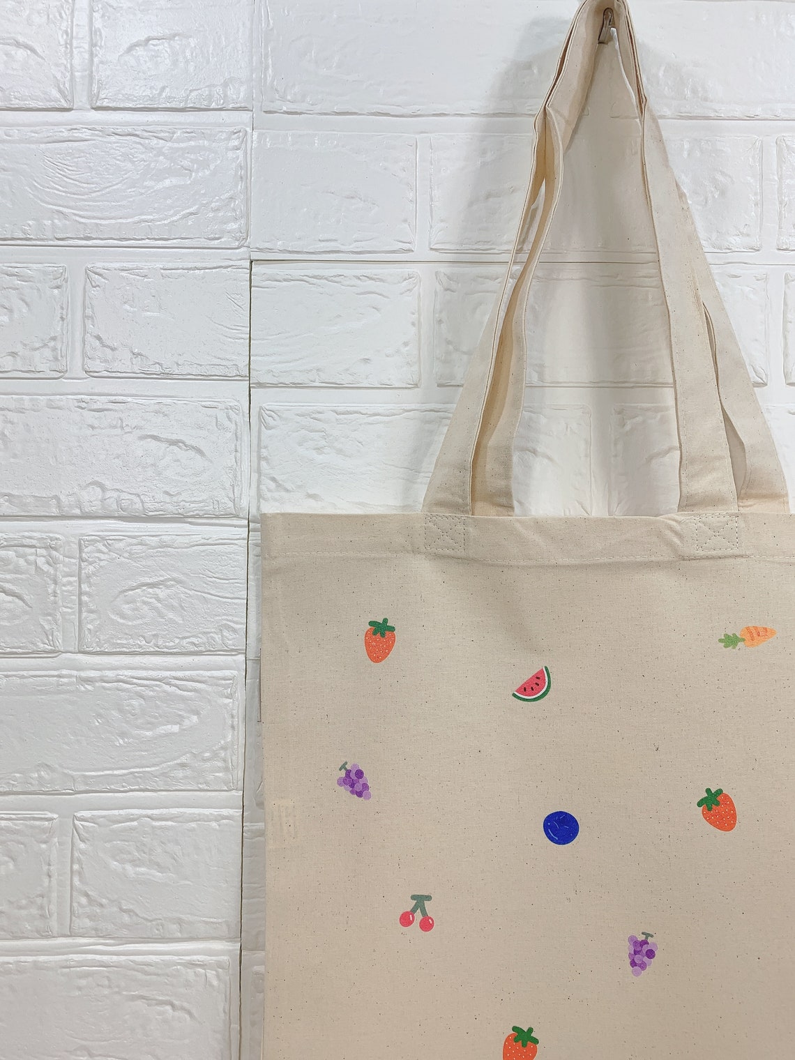 Fruit Tote Bag Fruit and Veggie Tote Minimal Canvas Tote Etsy