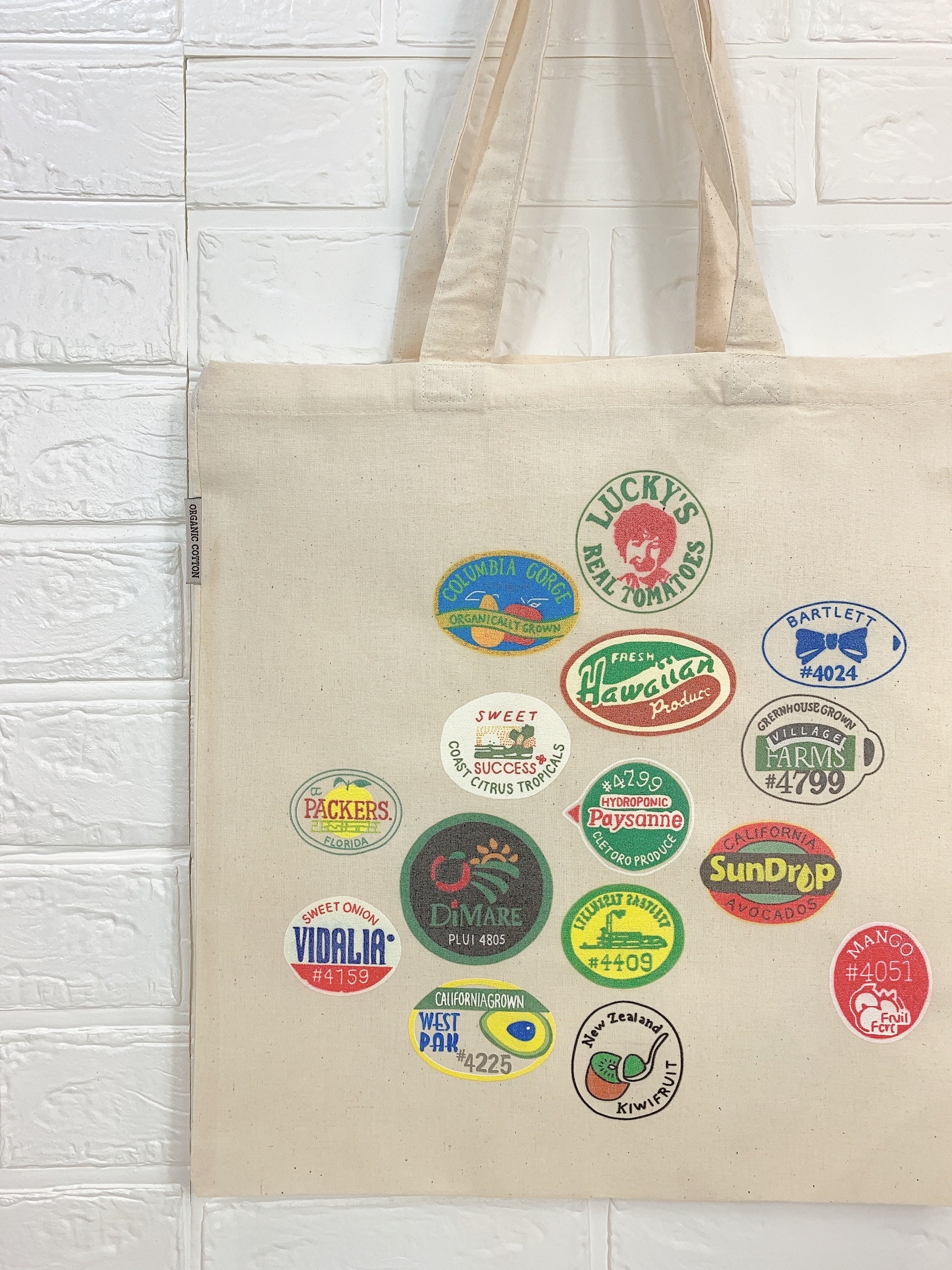 Fruit Sticker Tote Bag Graphic Tote Fruit Tote Food Tote Etsy