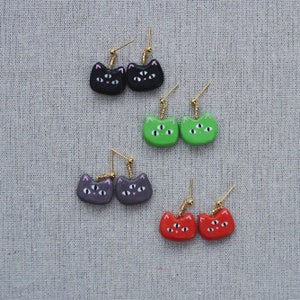 Halloween Cat Earrings- Handmade Polymer Clay Earrings w/ Hypoallergenic Posts