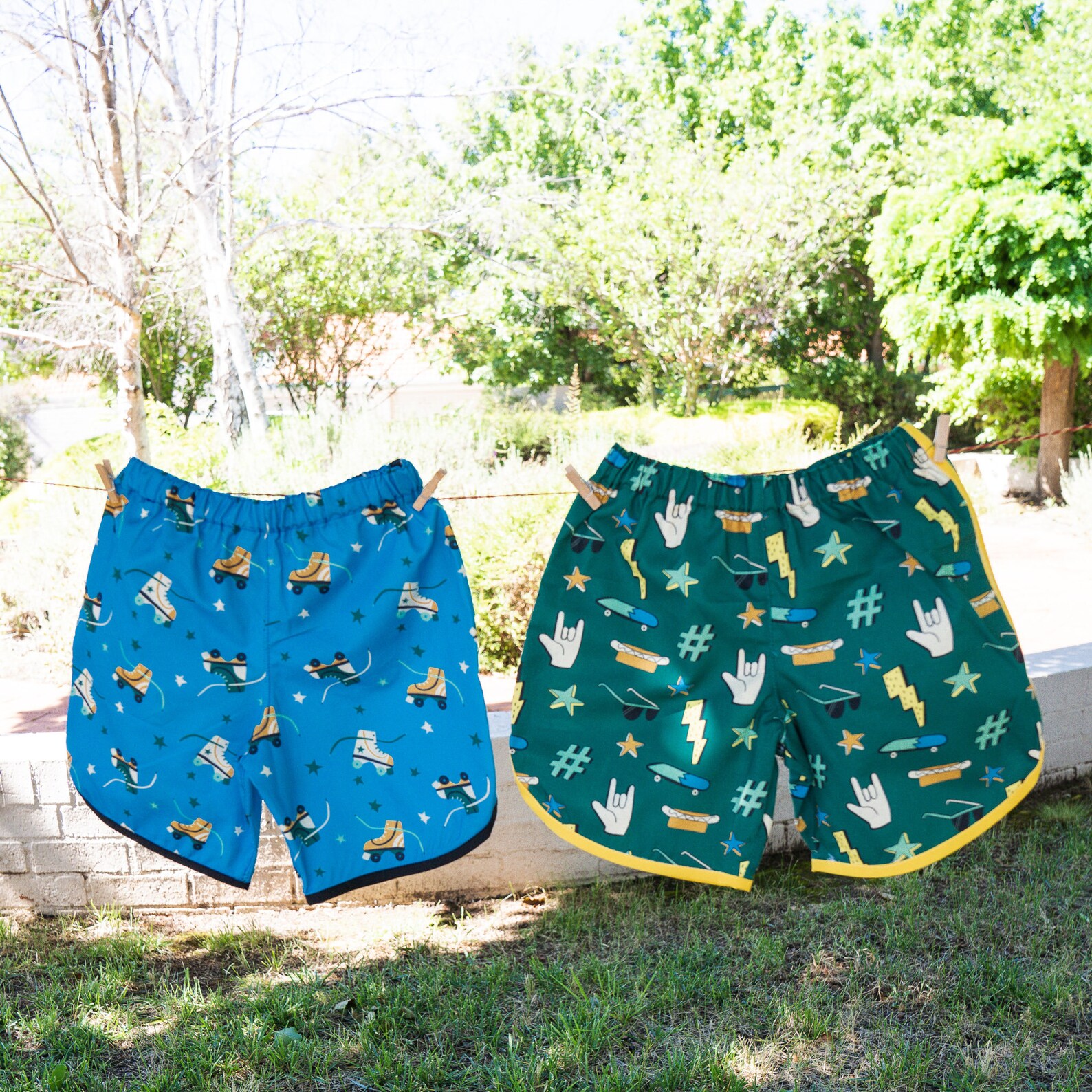 Rollerskate print summer shorts Etsy