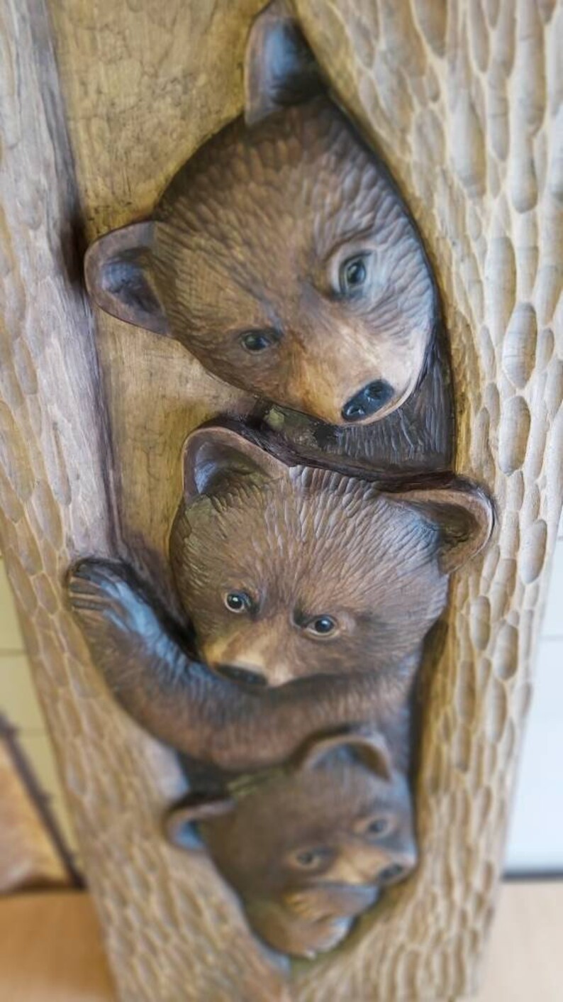 Wooden bear hand carved Bears sculpture Bear wall decor Bear Etsy