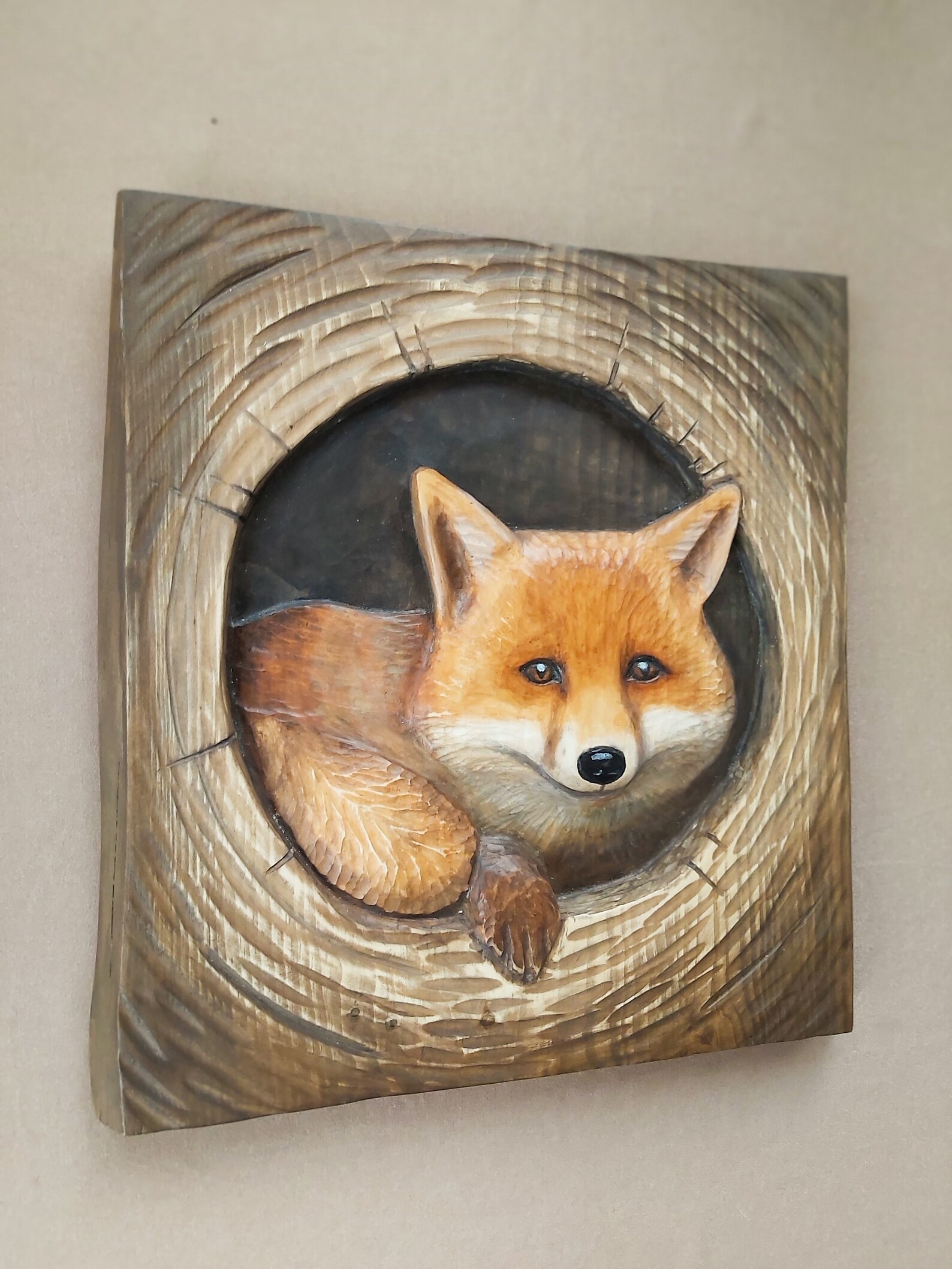 Wooden fox hand carved foxes sculpture fox wall decor fox wall Etsy