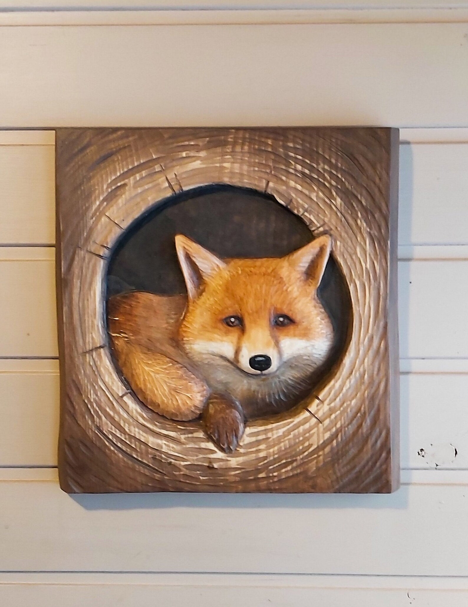 Wooden fox hand carved foxes sculpture fox wall decor fox wall Etsy