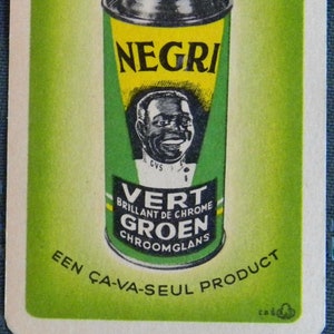 NEGRI Schuh poliert-Belgien Schwarz 40er Jahre Vintage Swap Spielkarte - Werbung - Politische Unkorrekt