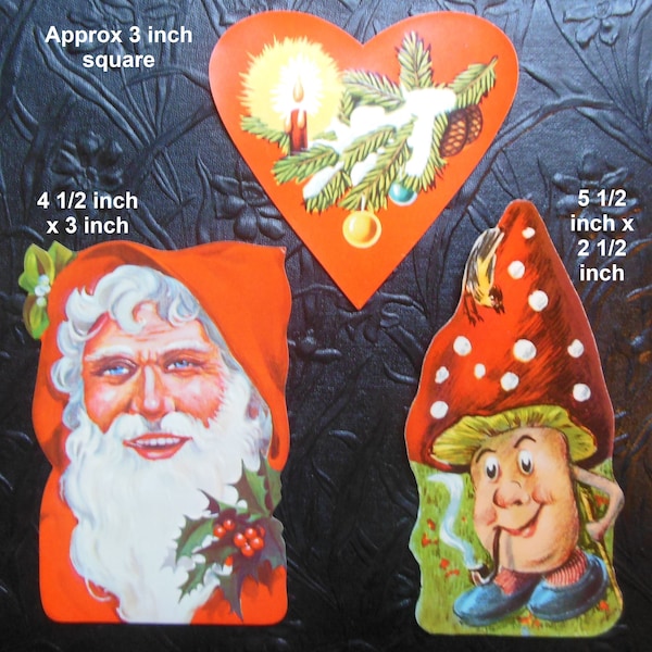 Humanized Mushroom Man Smoking a Pipe - Santa Claus - Christmas Heart - Vintage Die Cut SWISS Scrap Papers Glanzbilder OMG!