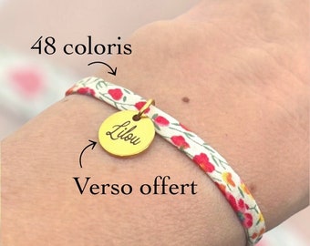 Bracelet personnalisé en tissu liberty, bracelet enfant , cadeau fête des mères personnalisé, bijou femme,  cadeau anniversaire