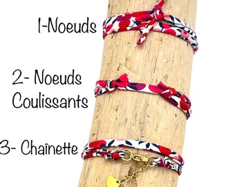 Bracelet liberty, bracelet en tissu, cordon en tissu liberty, bracelet femme, bracelet enfant, evjf, cadeau témoins, bracelet amitié