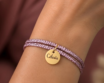 Personalized shiny cord bracelet, women's bracelet, birthday gift, personalized Christmas gift