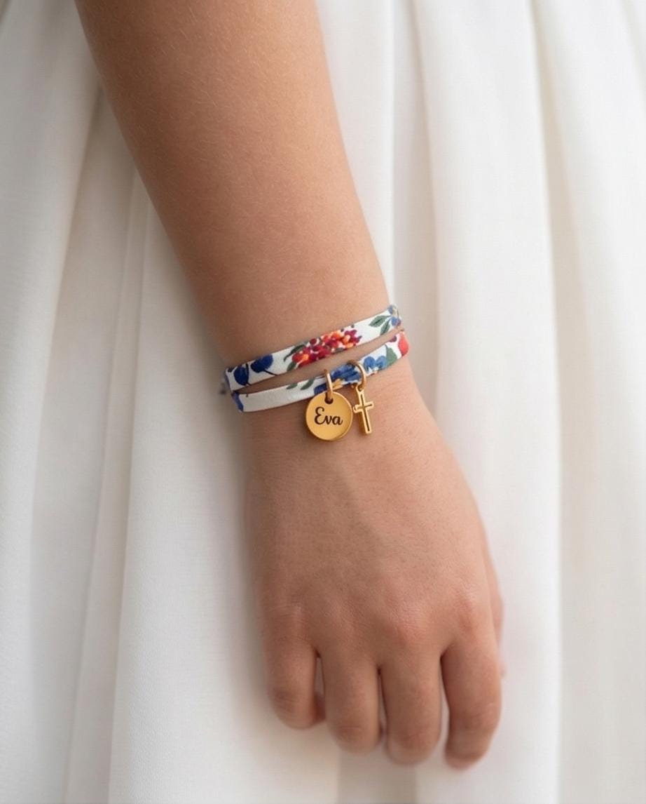 Bracelet personnalisé bébé lettre pour fille croix baptême bijoux Bracelet personnalisé bébé lettre pour fille croix baptême bijoux