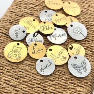 Personalized medallion, personalized medal, personalized jewelry, with attachment, engraved medallion
