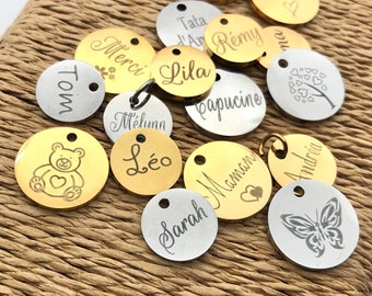 Medallion to personalize, personalized medal, jewelry to personalize, with clip, engraved medallion