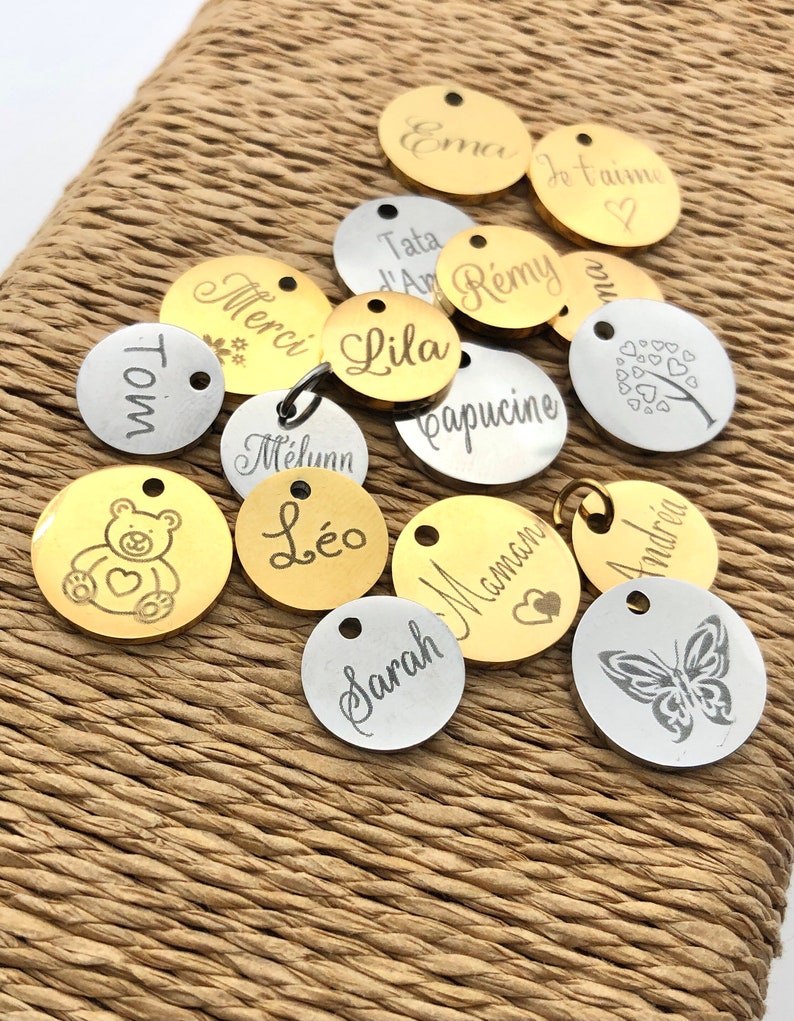 Medallion to personalize, personalized medal, jewelry to personalize, personalized medallion, personalized label, with clip image 4