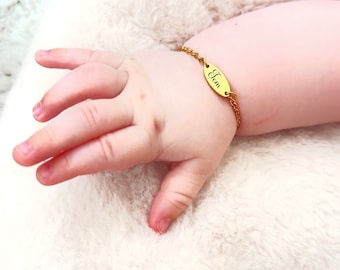 Bracelet personnalisé prénom, cadeau baptême, cadeau fête des mères, gourmette personnalisée enfant