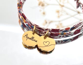 Bracelet personnalisé liberty, cadeau personnalisé, bracelet femme, cadeau anniversaire, cadeau personnalisé marraine, bijou personnalisé