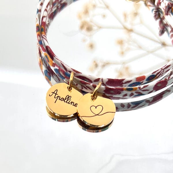 Personalized Liberty print bracelet, personalized gift, women's bracelet, birthday gift, personalized gift for godmother, personalized jewelry