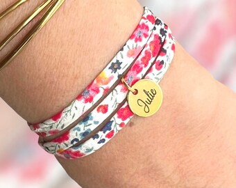 Personalized jewelry in liberty fabric, Personalized gift, personalized bracelet for her, personalized grandma gift, birthday gift