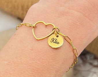 Bracelet personnalisé , Bijou personnalisé fête des mères, cadeau marraine, cadeau pour elle, bracelet coeur, cadeau anniversaire