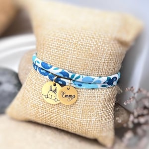 Personalized jewelry in liberty cord, personalized bracelet for women, children&#39;s jewelry, birth gift, birthday