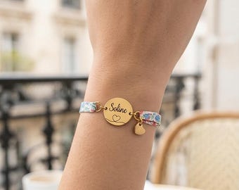 Personalized bracelet for women and children in Liberty cord, adjustable