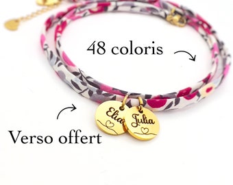 Bracelet personnalisé en cordon Liberty , cadeau anniversaire personnalisé , maman, cadeau de naissance, bracelet femme, cadeau marraine