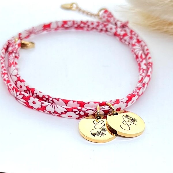 Personalized jewelry in liberty cord, personalized Mother's Day gift, women's jewelry, first name bracelet, personalized women's gift