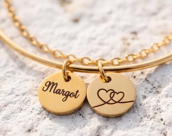 Personalized double-strand bracelet, customizable bangle, women's bracelet, adjustable bracelet