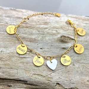 Bracelet personnalisé , cadeau personnalisé Fête des mères, bijou personnalisé, bracelet breloques, bijou en acier inoxydable