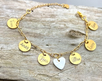 Personalized bracelet, personalized Mother's Day gift, personalized jewelry, charm bracelet, stainless steel jewelry