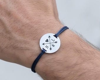 Personalized men's compass rose jewelry, Father's Day gift, men's birthday gift
