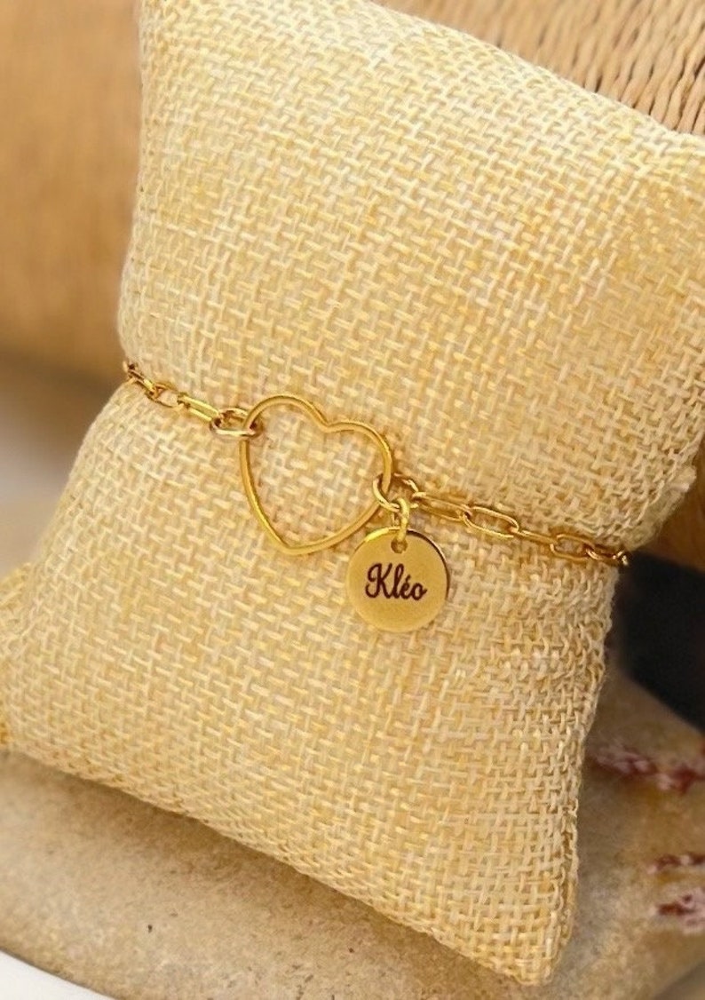 Bracelet personnalisé , Bijou personnalisé fête des mères, cadeau marraine, cadeau pour elle, bracelet coeur, cadeau anniversaire image 6
